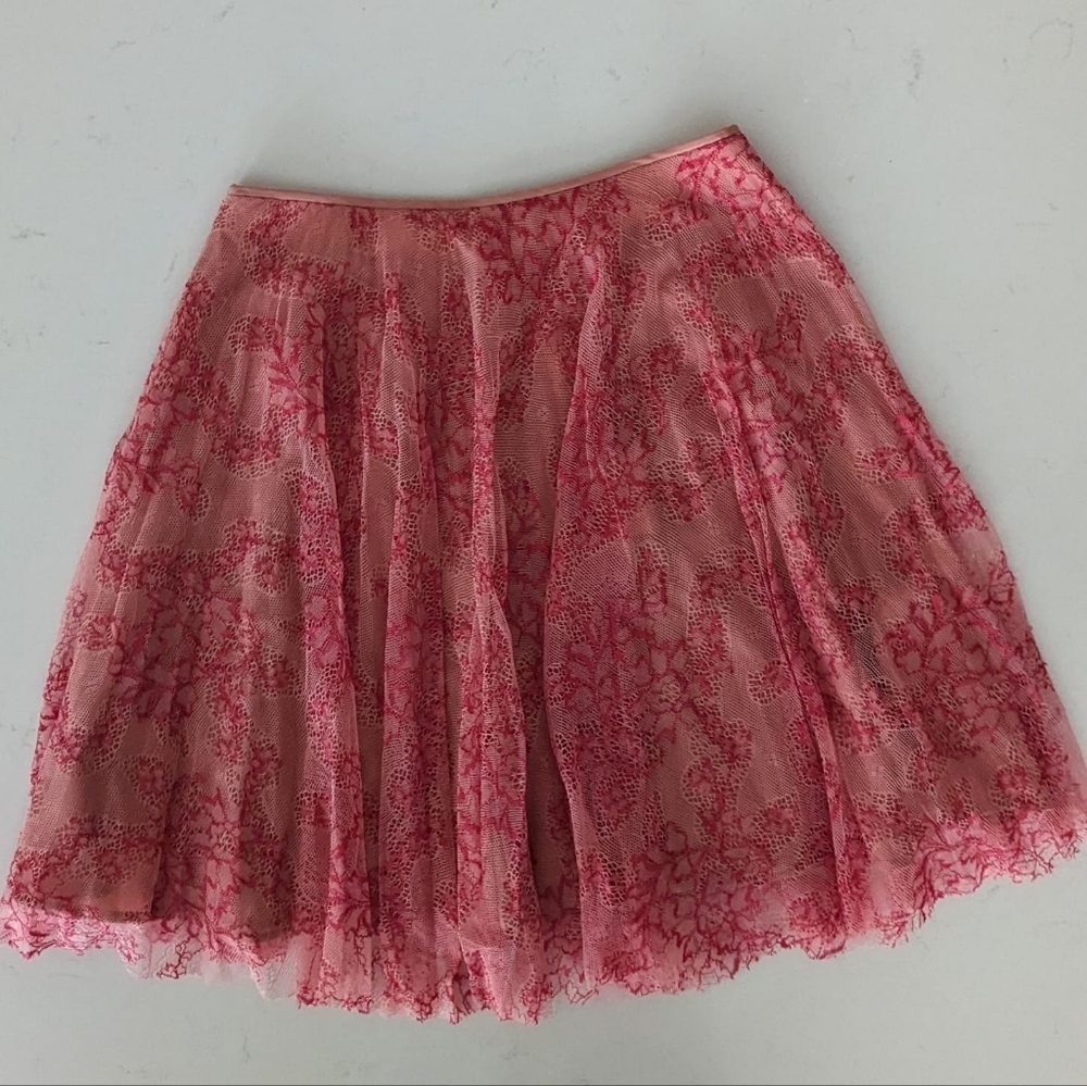 Burberry | Wilton Pale Apricot Coral Lace Skirt